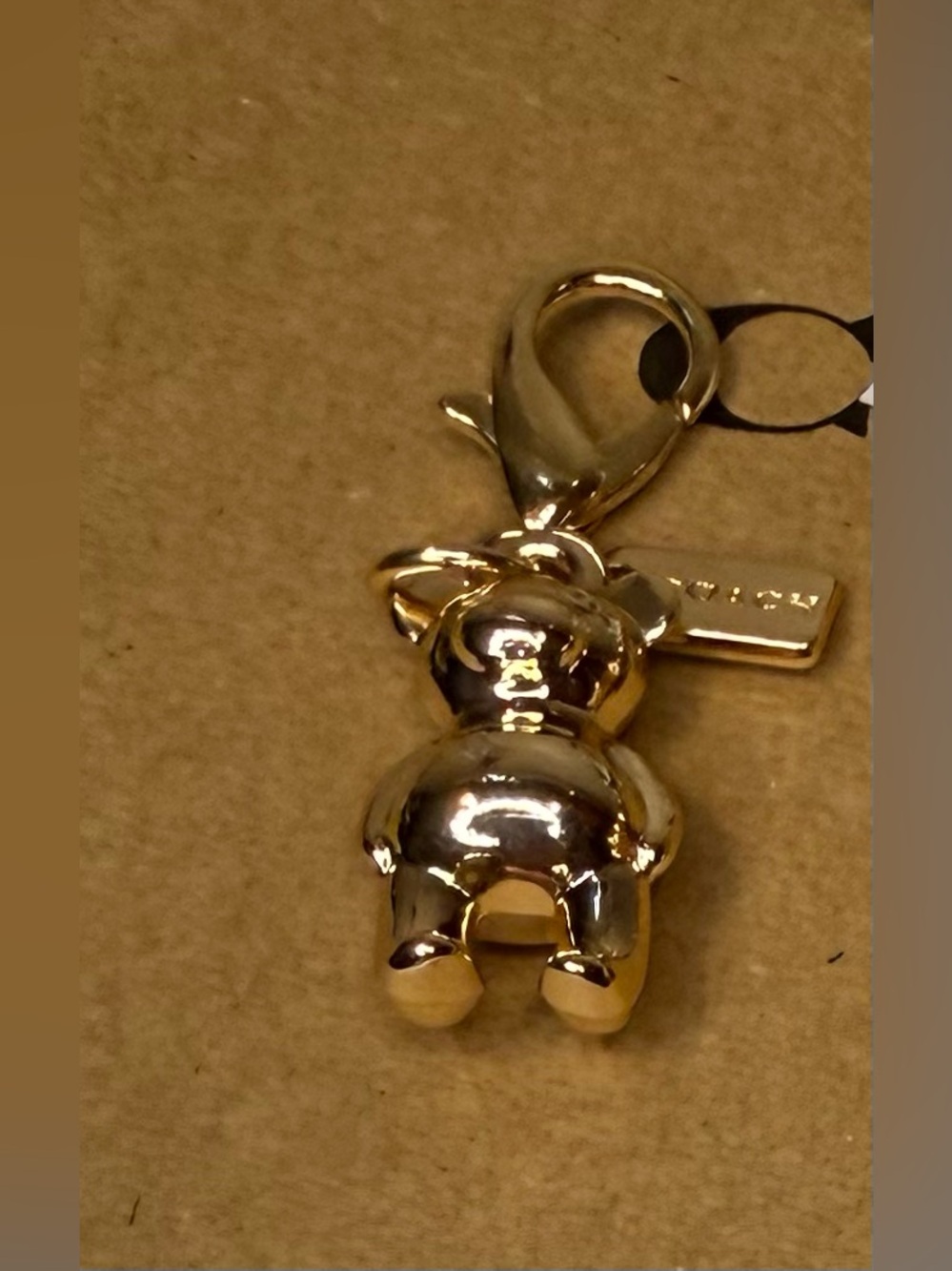 Coach Gold-tone Bear Mini Bag Charm Keychain